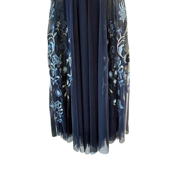 JOHNNY WAS BIYA Mesa Size Small Navy Blue Mesh Floral Embroidery Boho Maxi Dress - Picture 9 of 16
